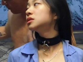 纯洁留学少女沦为白人男友...狗  项圈狗链 彻底沦为...爱玩具