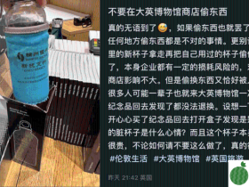 大英博物馆纪念品变旧水杯,中国游客小红书怒斥同胞偷龙转凤