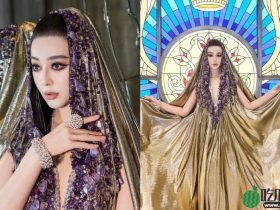 范冰冰“金袍圣母”造型被酸像无脸男,正面泄雪白深V曲线